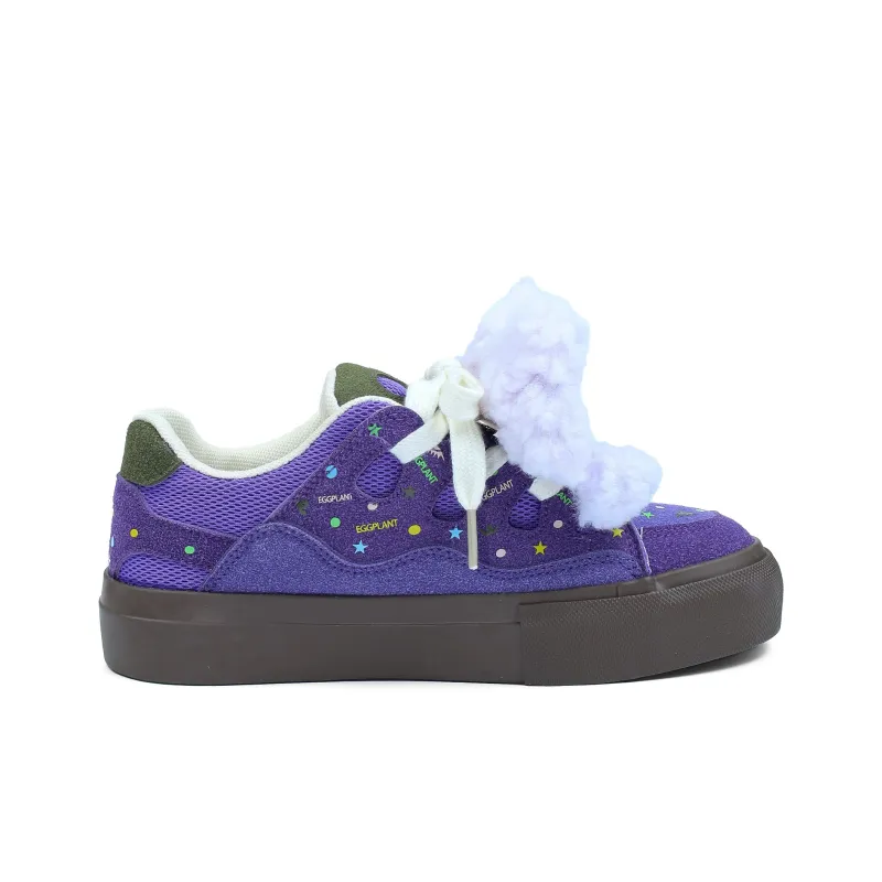 B10CROWN Anti Slip Wear Resistant Lightweight Breathable Low Top Skateboard Shoes Women's Eggplant Purple-1
