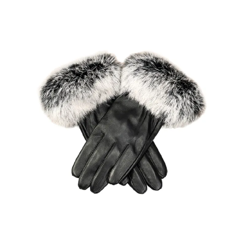 Shanghai Story Sheepskin Knit Gloves Women's Black-8