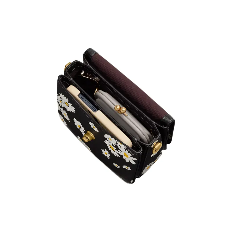 COACH Cassie Polished Pebble Leather Shoulder Bag, Crossbody Bag, Handbag Trumpets Women's Black & Multicolor-3