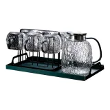Bark Pattern Teapot 1800ml+Bark Pattern Cup 380ml X 6+Dark Green Saucer+Stand