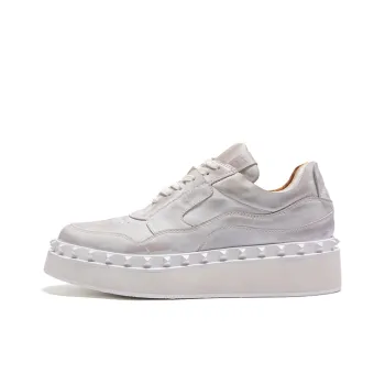 Viplander Small White Shoes Slip Resistant Low Top Skateboard Shoes Men's Distressed White