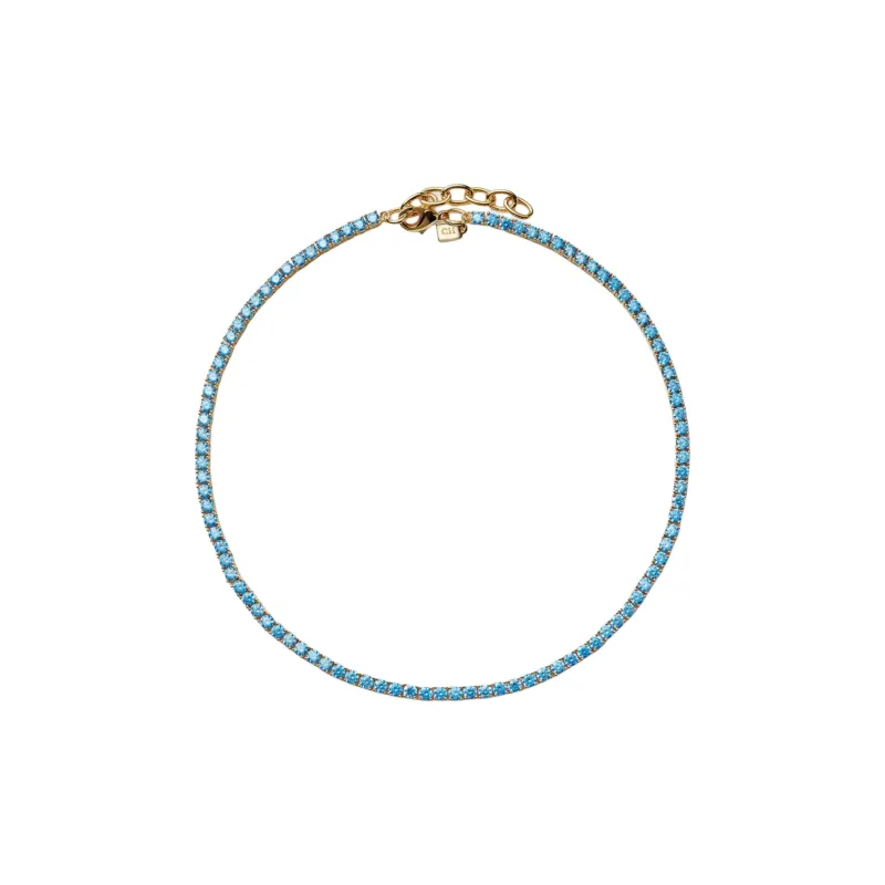 Crystal Haze 18K Gold-Plated Brass Cubic Zircon Necklaces Women's Blue-1