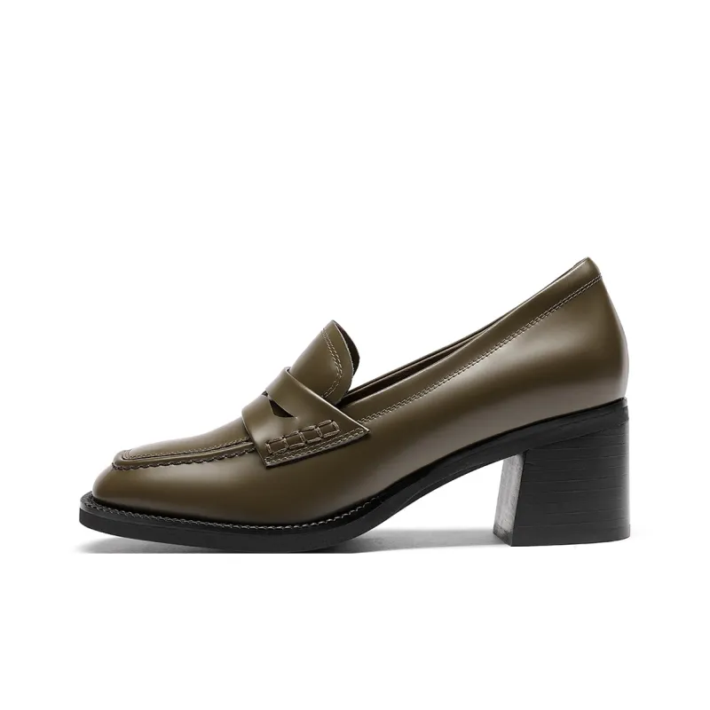 GOLDLION Square Toe Fashion Loafers Women's-4