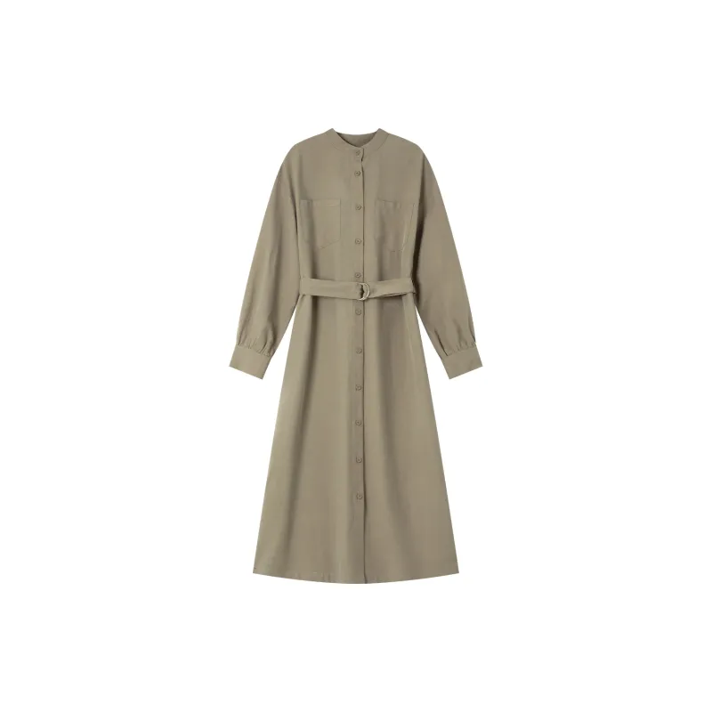 VIMLY Long Sleeved Dresses Women's Pea Green-1