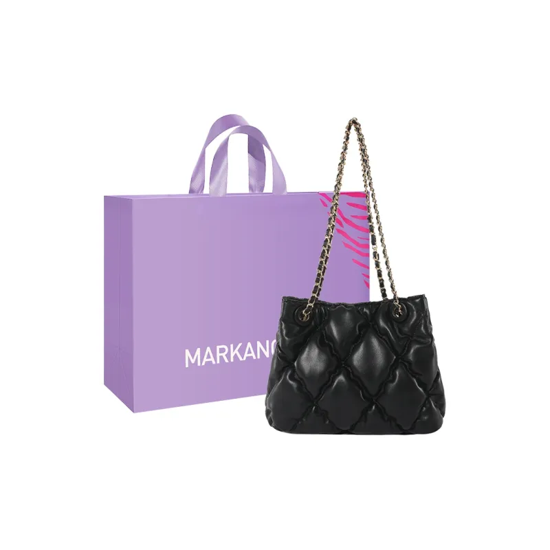 MARKANGARO PU Tote Portable Crossbody Bag Shoulder Bag Regular Women's Black/White-0