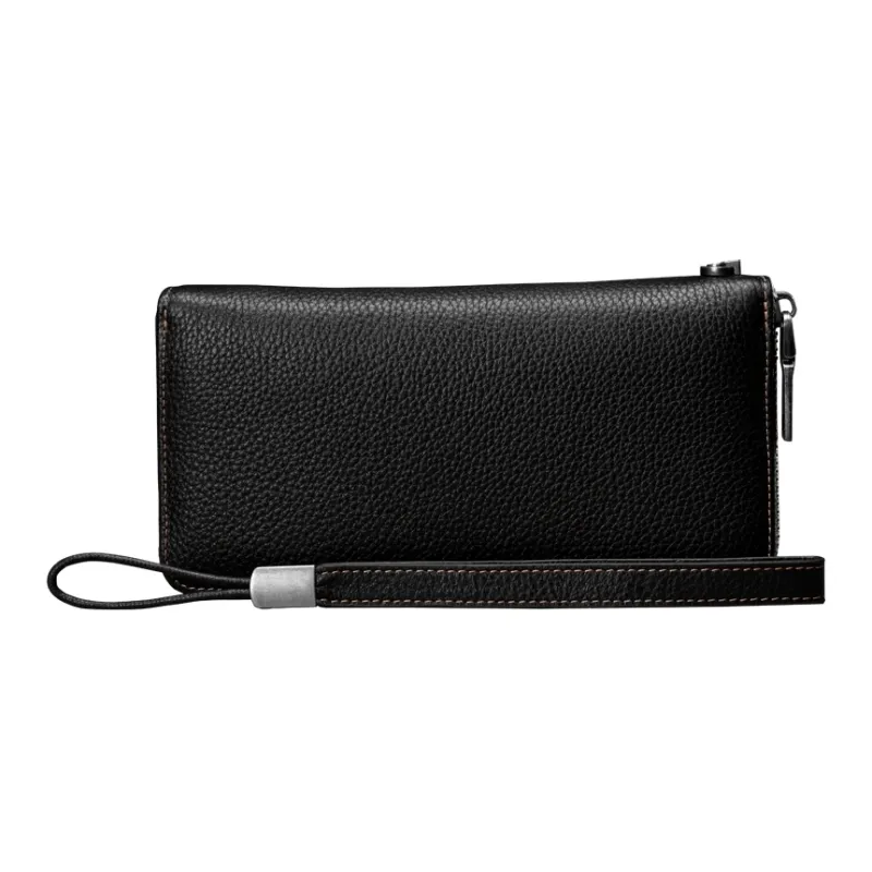 DIFENISE Top Grain Cow Leather Wallet Unisex Black/Smoke Gray-5