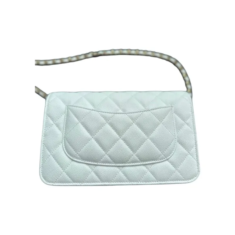 CHANEL WOC Grain Calfskin Flap Bag, Shoulder Bag, Crossbody Bag Women's White-3