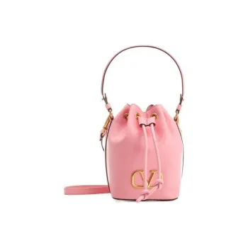 Valentino Vlogo Soft Sheepskin Bucket Bags One Shoulder Handbags Mini Women's Pink