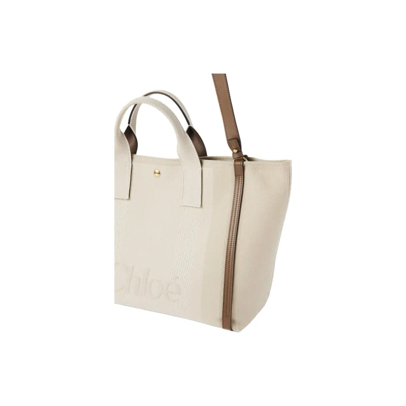 Chloe Cotton Tote Bag Shopping Bag Shoulder Bag Crossbody Bag Handbag Women's Beige-4