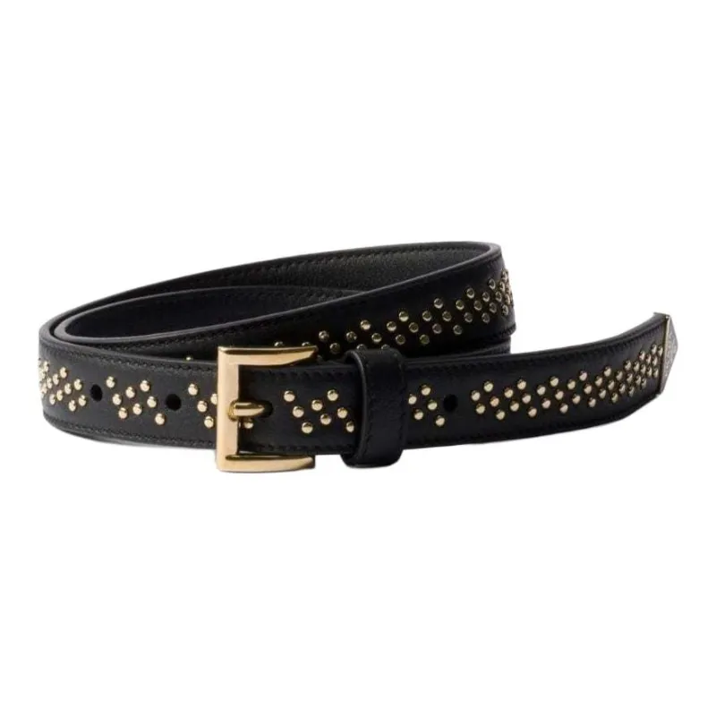 PRADA Stud Embellishment Leather Belt-1