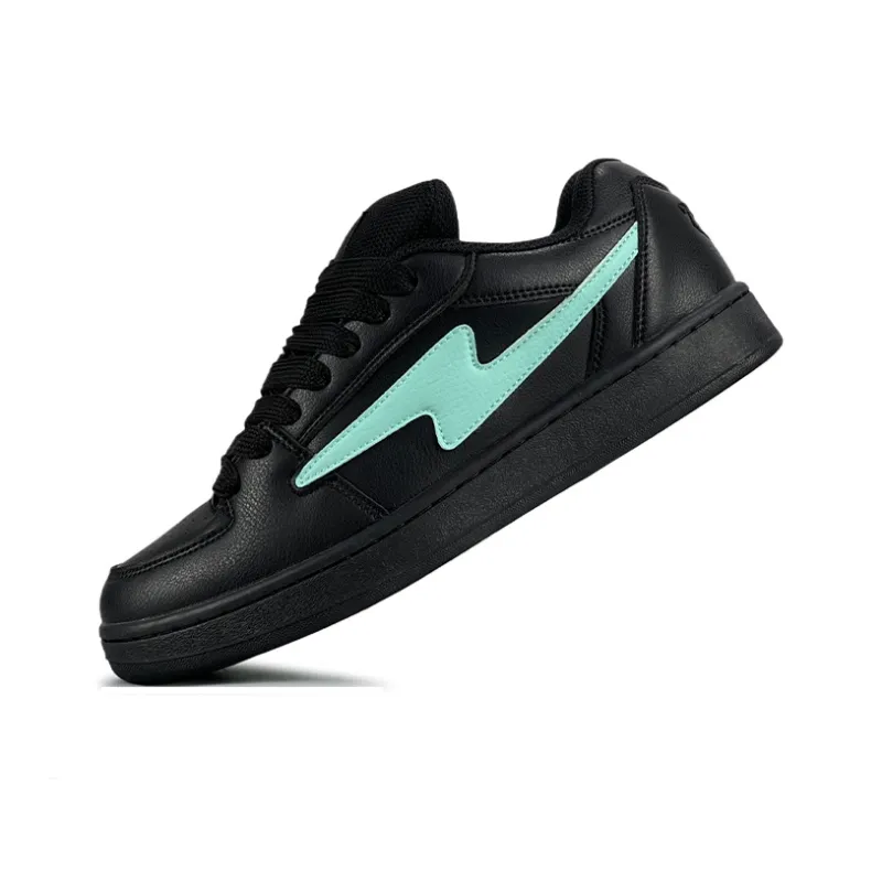 LuzaoT SUPER DRAG Coverage Slip Resistant And Abrasion Resistant Low Top Skateboard Shoes Women's Black Green-2