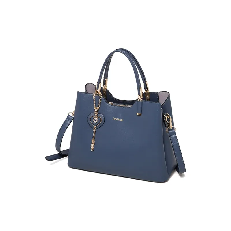 Geshiman Cow Leather Shoulder Bag Crossbody Bag Handbag Large Size Women's Ecru/Beige Apricot/Royal Blue/Purple/Maroon-14