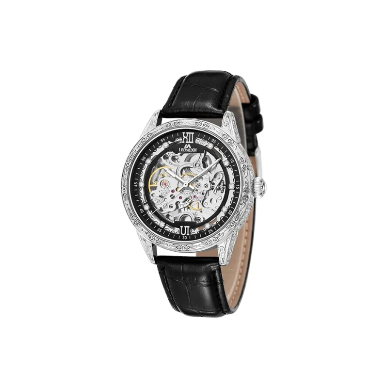 LIBER AEDON Wrist Watch Mechanical Movement Cut Out Dial Men's Watches-2