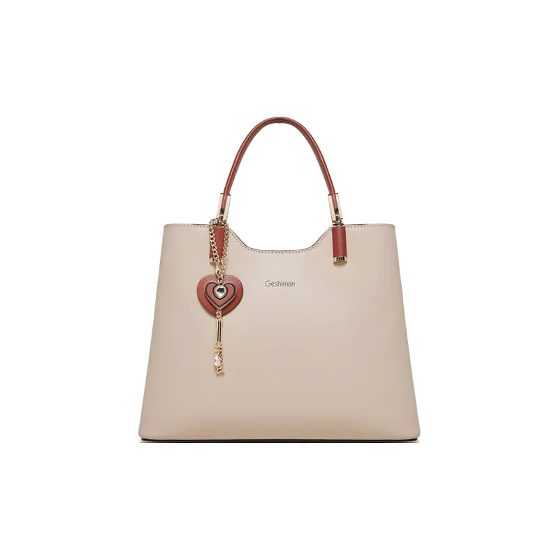 Geshiman Cow Leather Shoulder Bag Crossbody Bag Handbag Large Size Women's Ecru/Beige Apricot/Royal Blue/Purple/Maroon-7