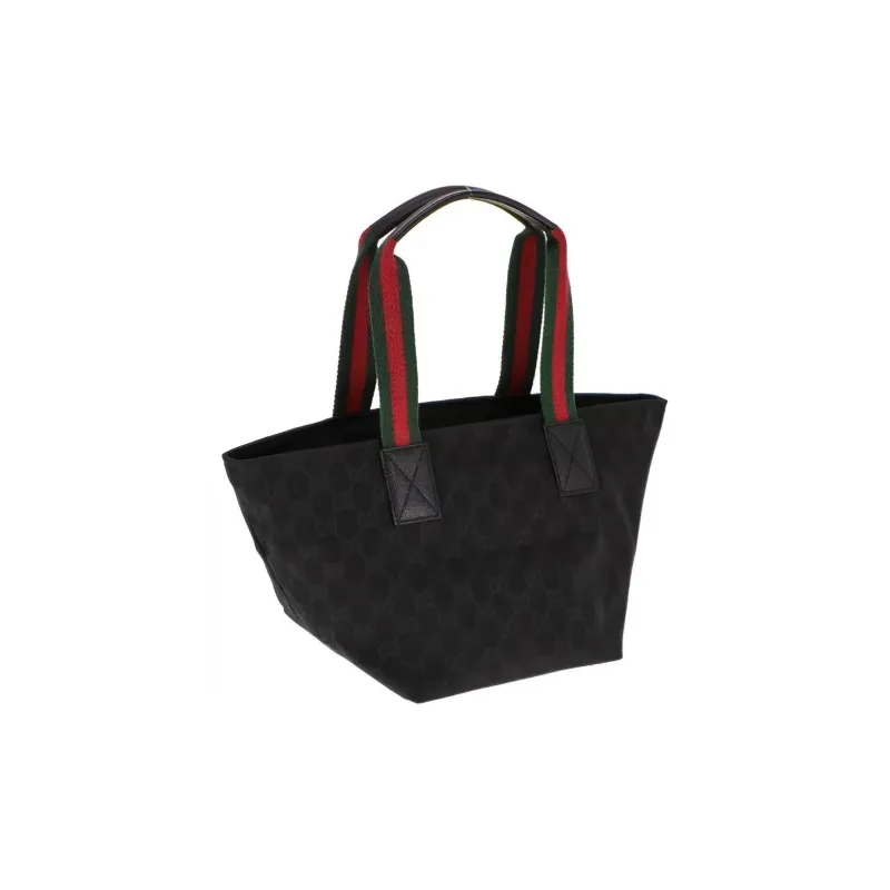 GUCCI Canvas With Leather Dumpling Bag Tote One Shoulder Handbag Large Size Women's Black-1