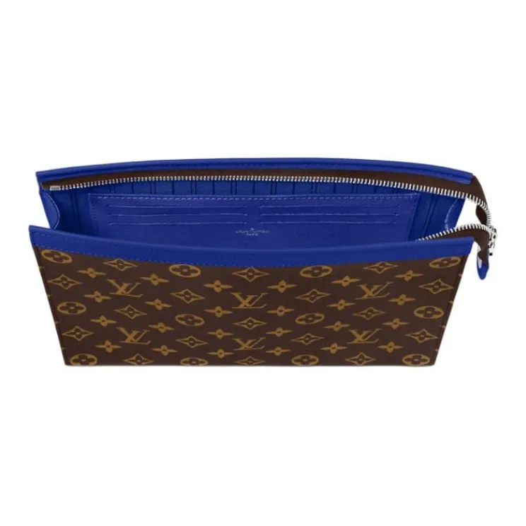 LOUIS VUITTON Monogram Macassar Coated Canvas Clutch Medium Size Men's Blue-3