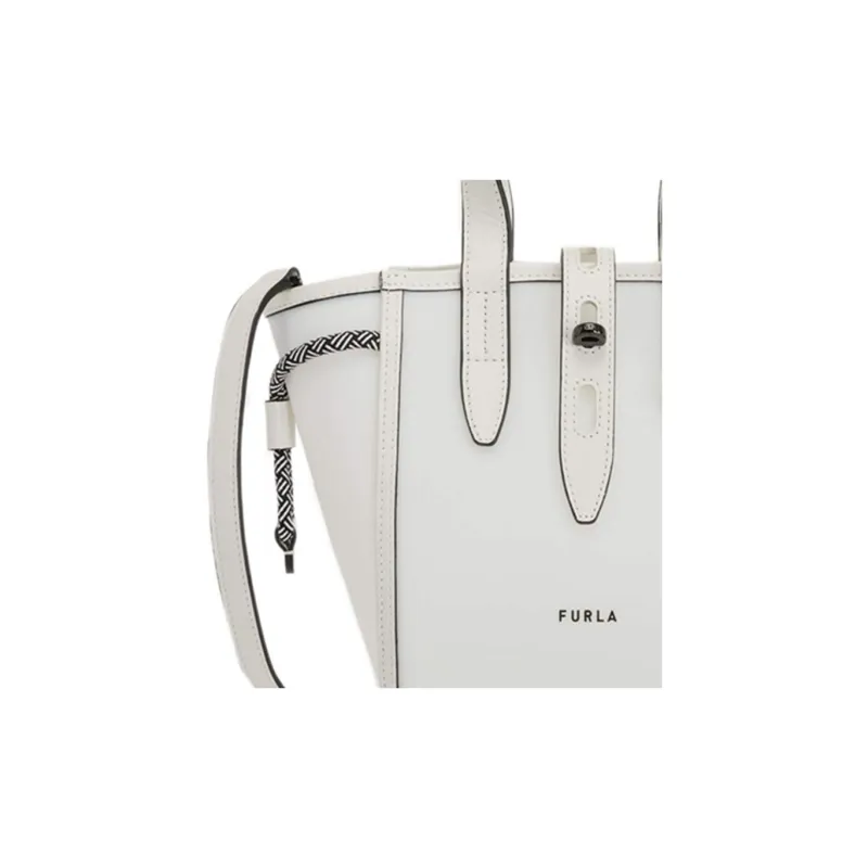 Furla Net Collection Sorrento Calfskin Tote Bag Shopping Bag Shoulder Bag Crossbody Bag Mini Women's White-3