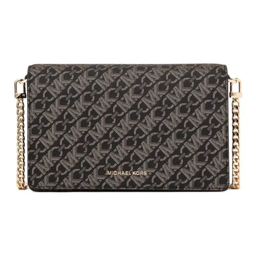 MICHAEL KORS Jet Set Coated Canvas Shoulder Bag Crossbody Bag Medium Size Women's Black/Soft Gold