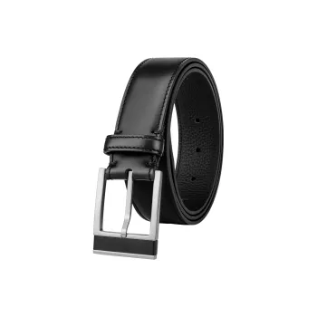 CATELLES Top Grain Cow Leather Leather Belts Men's Silver Buckle Black/Gold Tone Lock Coffee 3.5cm