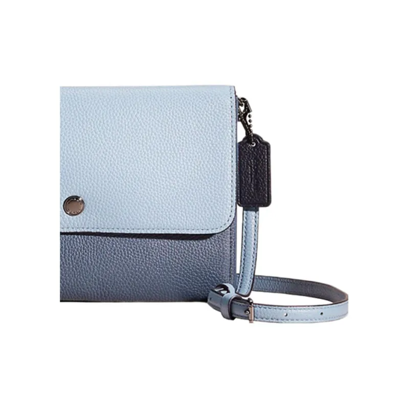 COACH Triple Polished Pebbled Leather Shoulder Bag Crossbody Bag Small Size Women's Slate Color Multicolor-2