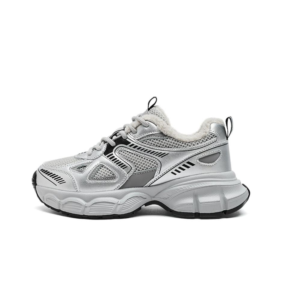 AGSDON Low Top Chunky Sneakers Women's Silver - POIZON