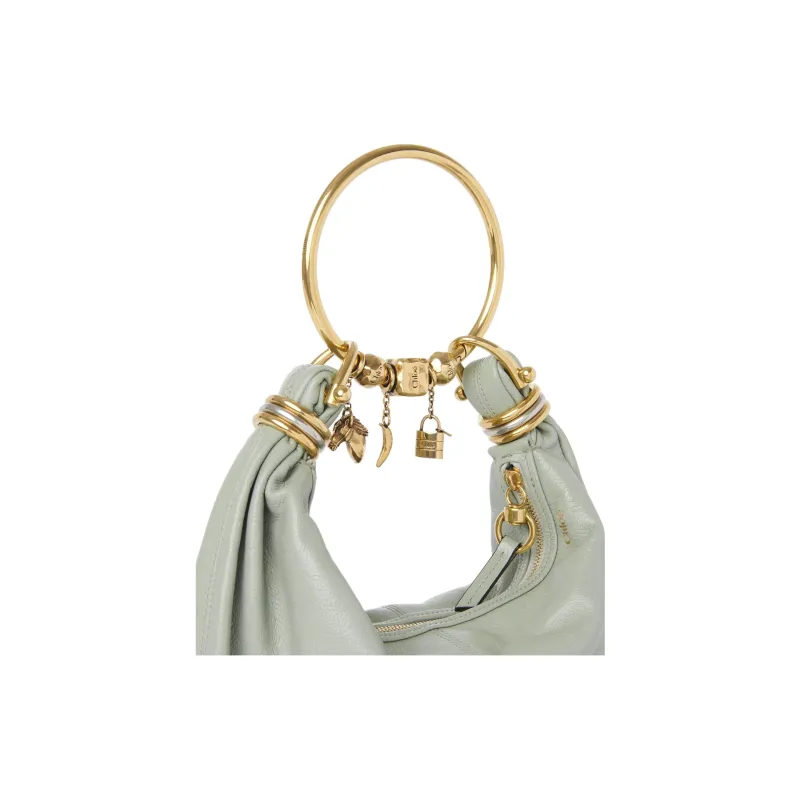 Chloe Calfskin Hobo Bag, Shoulder Bag, Crossbody Handbag Small Size Women's Seaweed Color-3