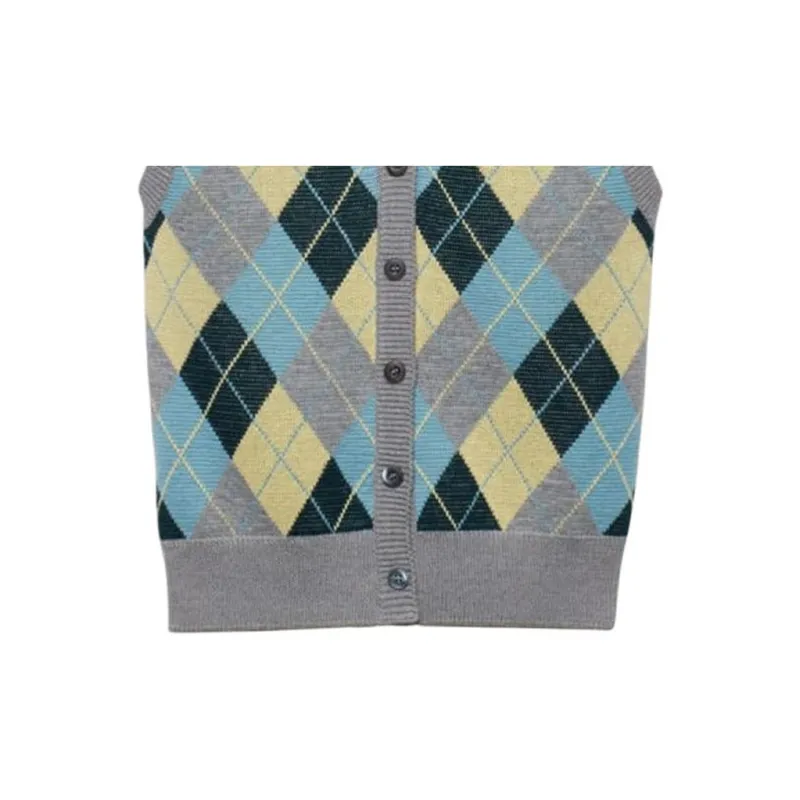 PRADA Checked Buttoned Knitted Vest-3