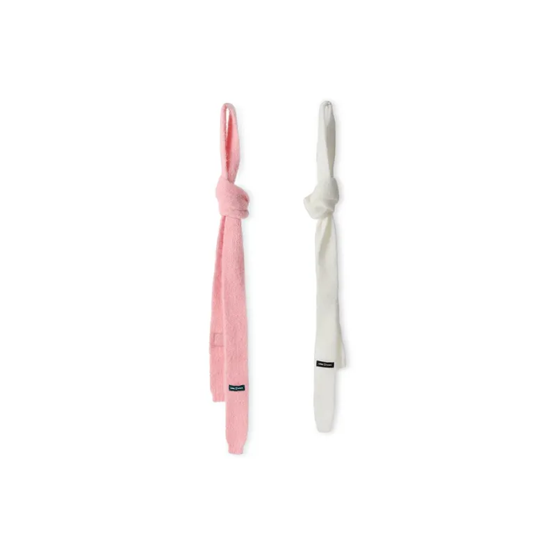 LAMLICKA Acrylic Knit Scarves Unisex Pink White-2