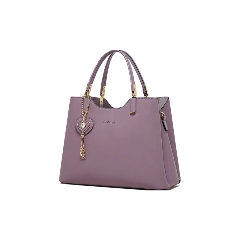 Geshiman Cow Leather Shoulder Bag Crossbody Bag Handbag Large Size Women's Ecru/Beige Apricot/Royal Blue/Purple/Maroon-18