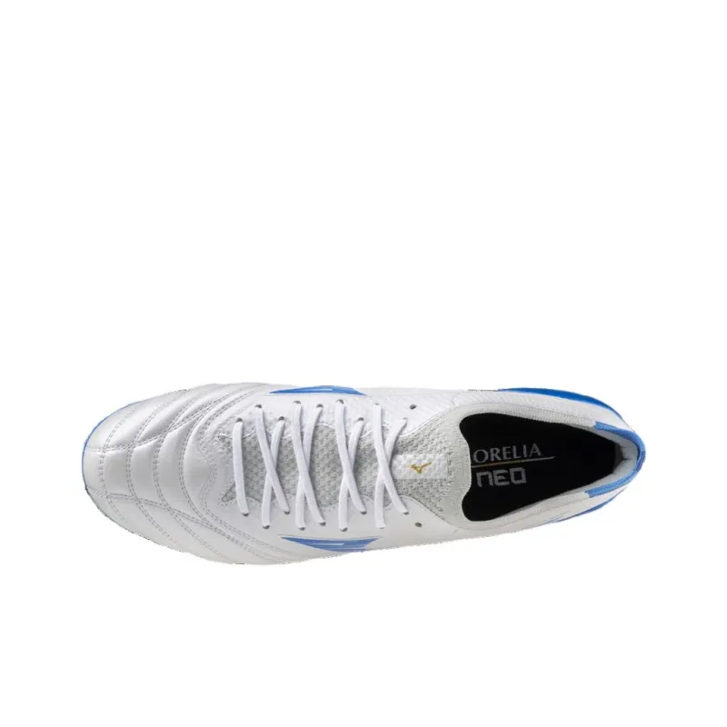 Mizuno Morelia Neo 4 Anti Slip Wear Resistant Soccer Shoes Unisex White Blue-2