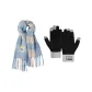 [Ambient Two-Piece Set]Blue Scarf+Gray Glove