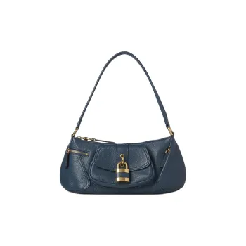Chloe Shiny Grained Calfskin Handbag Shoulder Bag Women's Tapestries Blue