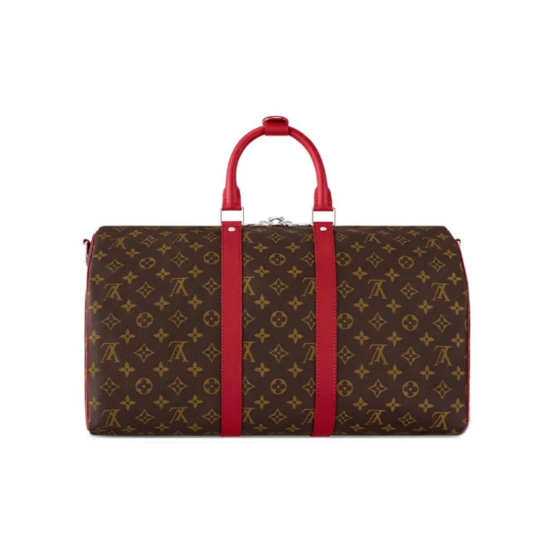 LOUIS VUITTON Keepall Coated Canvas Travel Bag Men's Silk Red-2