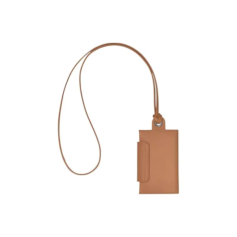 LONGCHAMP Le Pliage Cuir Leather Hanging Rope Card Holder Coin Purse Women's Brown-1