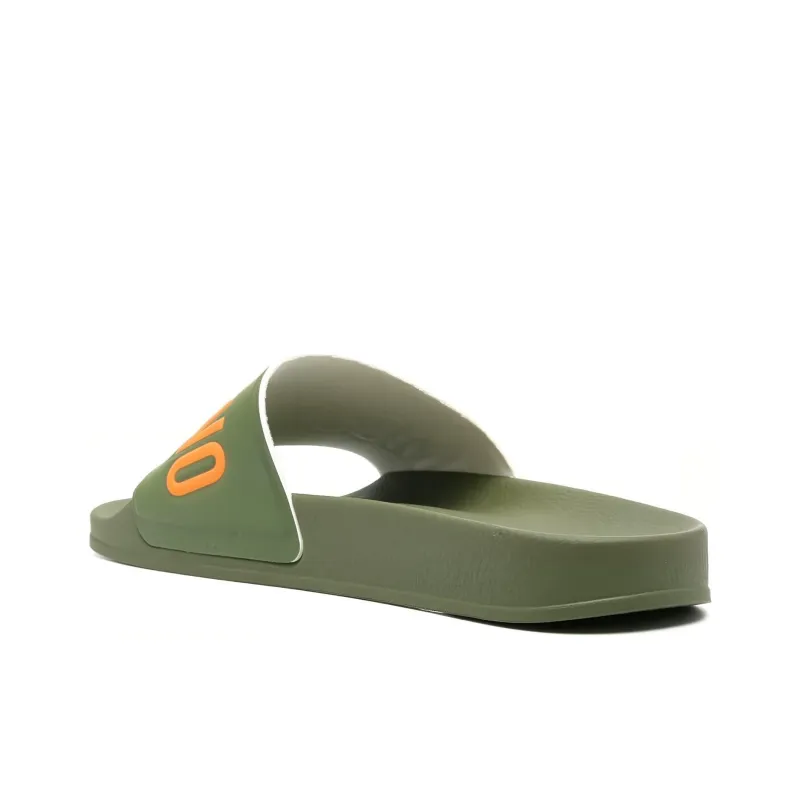 MOSCHINO Rubber Sole Abrasion Resistant Slide Slippers Men's Green-3