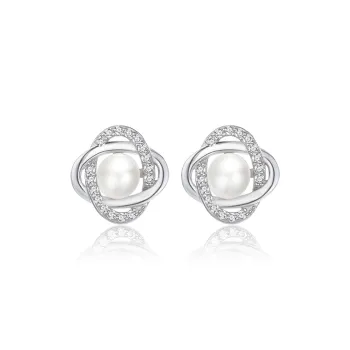 QIANCHANG Freshwater Pearl Stud Earrings Women's