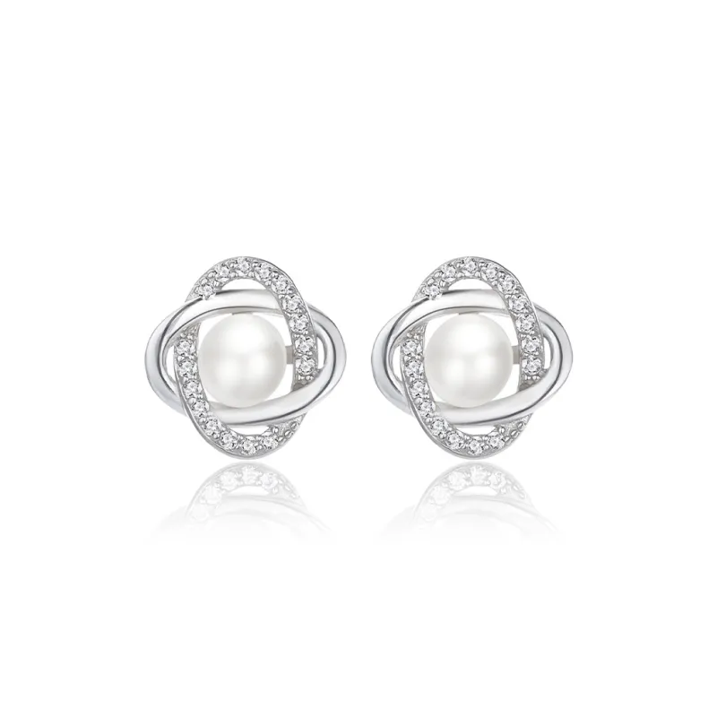 QIANCHANG Freshwater Pearl Stud Earrings Women's-0