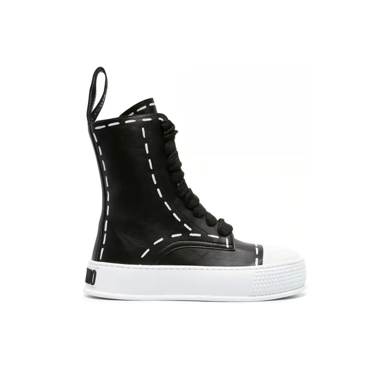MOSCHINO Stitching-print High-top Sneakers-1