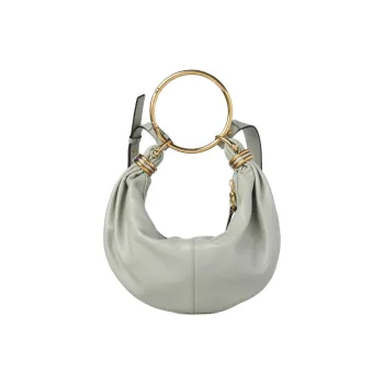 Chloe Calfskin Hobo Bag, Shoulder Bag, Crossbody Handbag Small Size Women's Seaweed Color