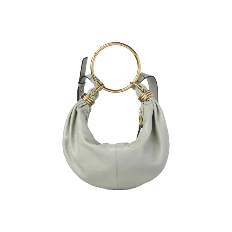 Chloe Calfskin Hobo Bag, Shoulder Bag, Crossbody Handbag Small Size Women's Seaweed Color-0