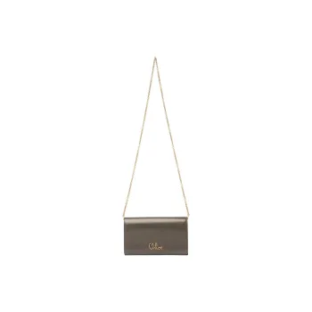 Chloe Calfskin Shoulder Bag, Crossbody Bag, Wallet Women's Flannel Gray