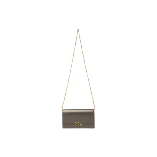 Chloe Calfskin Shoulder Bag, Crossbody Bag, Wallet Women's Flannel Gray