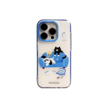 LONGYUGU Silicone Material Cute Sofa Cat And Dog Design Phone Case Compatible With Apple 11/12/13/14/15/16/Pro/Pro Max