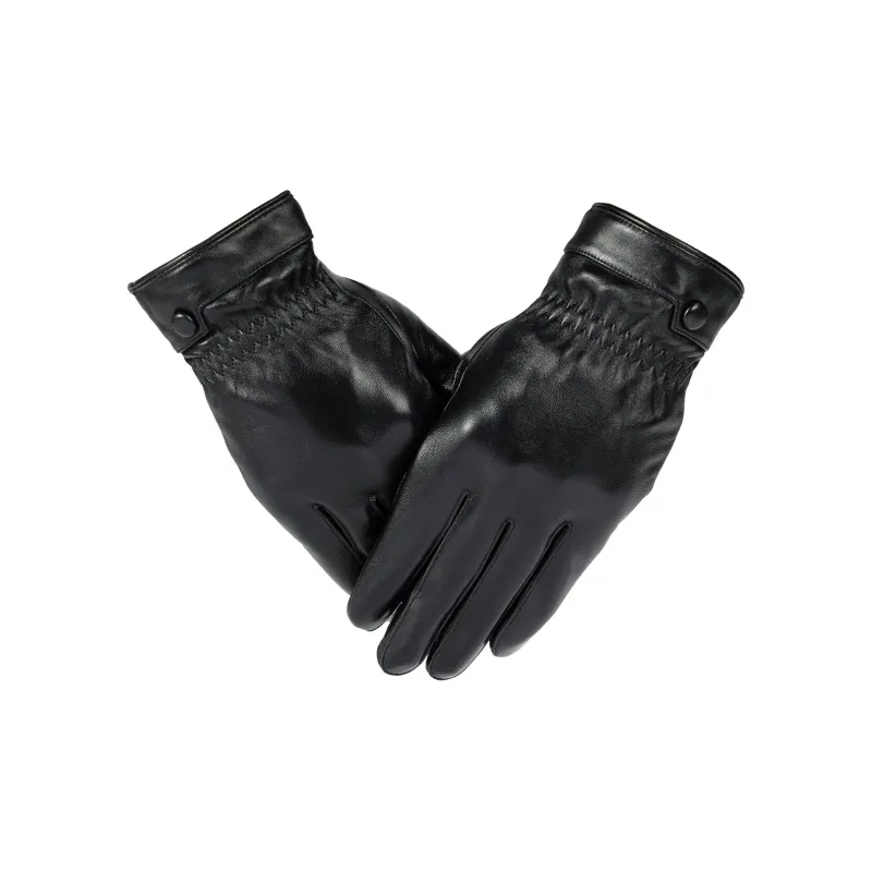 Shanghai Story Sheepskin Knit Gloves Men's Black Gift Box Set-65