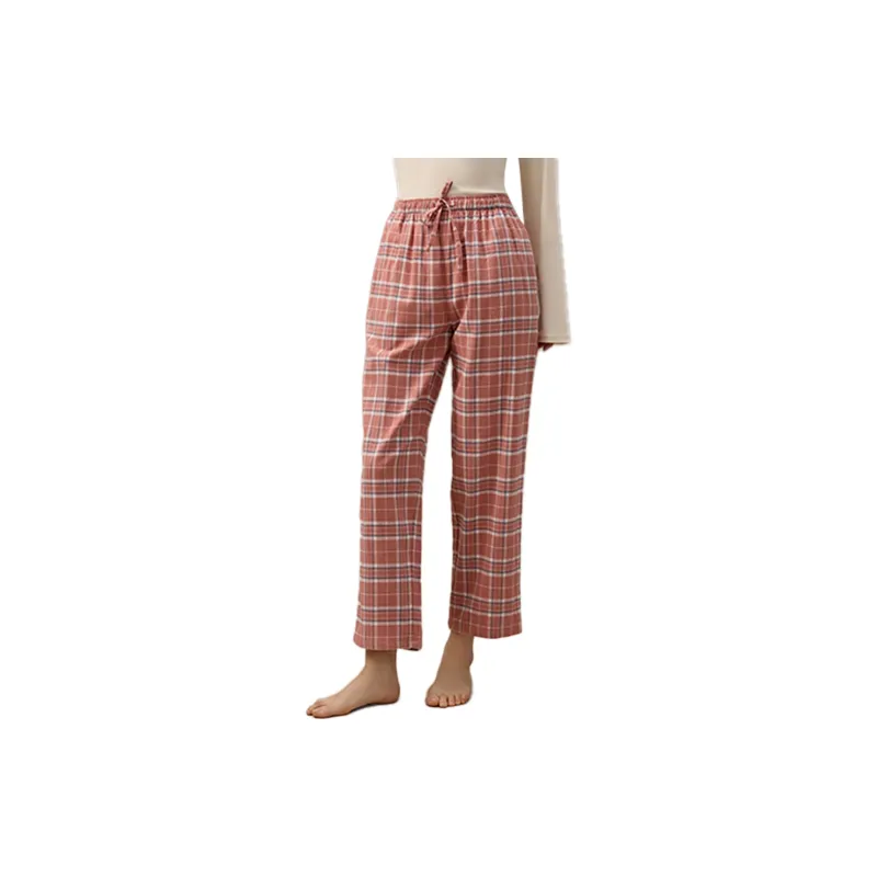 Top Melon Pajama Pants Women's Dark Pink Plaid-1