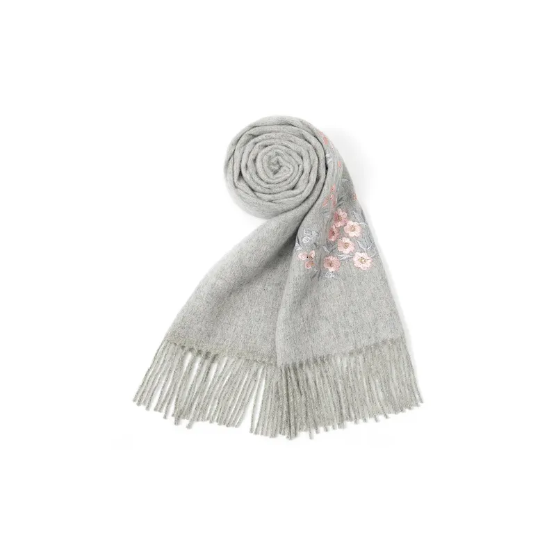Shanghai Story Sheep Wool Knit Scarves Women's Sandalwood 5 Colors To Choose From-7