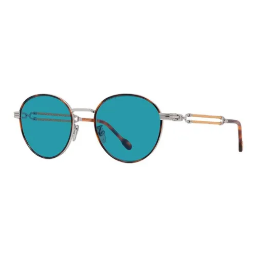 FRED Acetate Palladium-Plated Metal Gold-Plated Metal Round Sunglasses Unisex Tortoiseshell