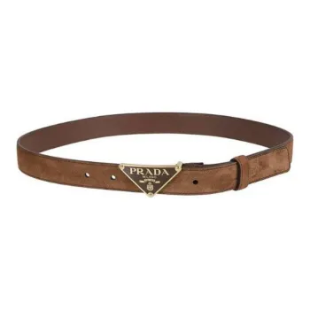 PRADA Triangle Logo Plaque Buckle Belt