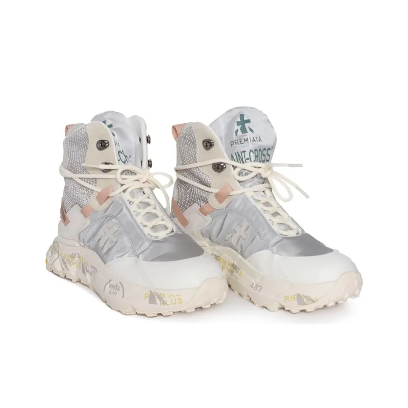 PREMIATA Abrasion Resistant High Top Casual Shoes Women's Beige Silver-2