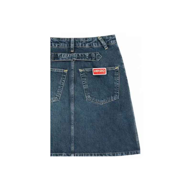 KENZO Logo Patch Denim Skirt-6